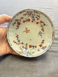 A large collection of 33 Chinese blue, white and Imari-style cups and 43 saucers, 17/19th C.