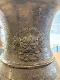 A large Chinese archaistic bronze 'hu' vase, Ming