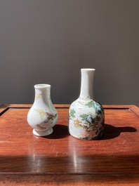 A Chinese famille rose 'riverscape' vase and a 'butterfly' vase, 20th C.