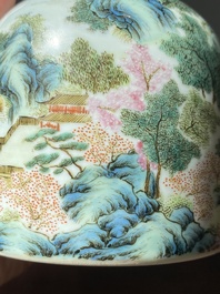 A Chinese famille rose 'riverscape' vase and a 'butterfly' vase, 20th C.