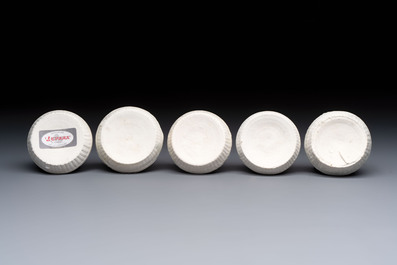 Nine Chinese white-glazed boxes and covers with incised floral design from the Jepara shipwreck, Dehua or Anxi kiln, Song