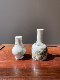 A Chinese famille rose 'riverscape' vase and a 'butterfly' vase, 20th C.