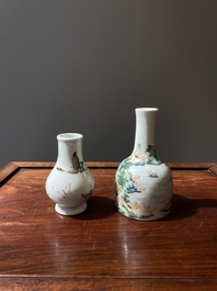 A Chinese famille rose 'riverscape' vase and a 'butterfly' vase, 20th C.