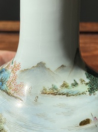 A Chinese famille rose 'riverscape' vase and a 'butterfly' vase, 20th C.