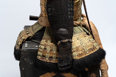 An impressive Japanese samurai armor, the helmet signed Saotome Iyenari 早乙女家成, Edo, 17/18th C.