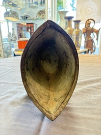 A large Chinese archaistic inscribed bronze bell, 'Zhong 鐘', Ming