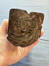 Five various Chinese wooden carvings and a censer, 19/20th C.
