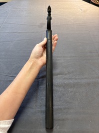 An Indo-Mughal bronze and wooden dervish crutch, 18/19th C.