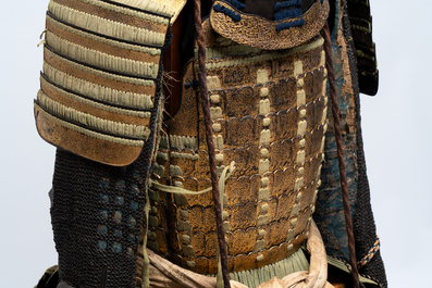 An impressive Japanese samurai armor, the helmet signed Saotome Iyenari 早乙女家成, Edo, 17/18th C.