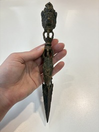 A Thai Buddha, a Sino-Tibetan bronze Bodhisattva and a Tibetan bronze and iron phurba, 18/19th C.