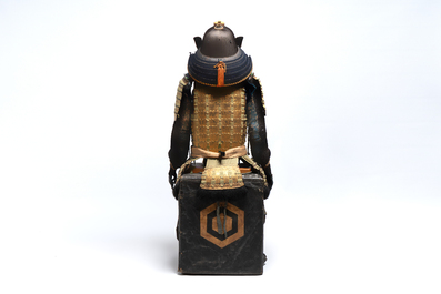 An impressive Japanese samurai armor, the helmet signed Saotome Iyenari 早乙女家成, Edo, 17/18th C.