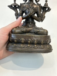 A Thai Buddha, a Sino-Tibetan bronze Bodhisattva and a Tibetan bronze and iron phurba, 18/19th C.