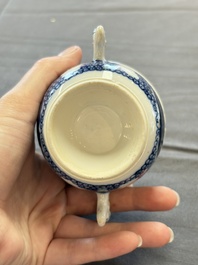 A varied collection of eight Chinese blue and white vases, two teapots and two loving cups, Kangxi/Qianlong