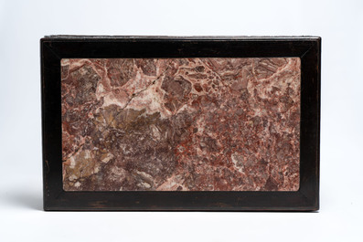 A Chinese marble-topped hongmu console table, 19/20th C.