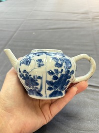 A varied collection of eight Chinese blue and white vases, two teapots and two loving cups, Kangxi/Qianlong