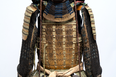 An impressive Japanese samurai armor, the helmet signed Saotome Iyenari 早乙女家成, Edo, 17/18th C.