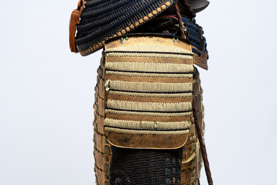 An impressive Japanese samurai armor, the helmet signed Saotome Iyenari 早乙女家成, Edo, 17/18th C.