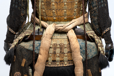 An impressive Japanese samurai armor, the helmet signed Saotome Iyenari 早乙女家成, Edo, 17/18th C.