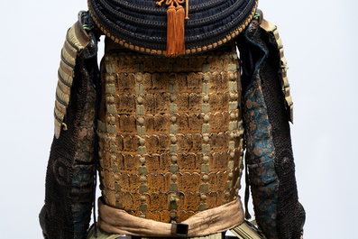 An impressive Japanese samurai armor, the helmet signed Saotome Iyenari 早乙女家成, Edo, 17/18th C.