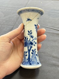 A varied collection of eight Chinese blue and white vases, two teapots and two loving cups, Kangxi/Qianlong