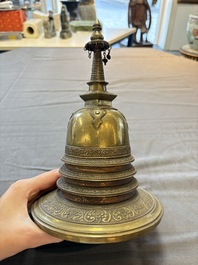 A Burmese reliquary bronze stupa, 19th C.