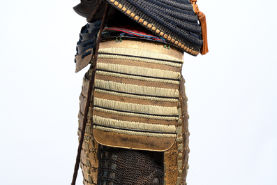 An impressive Japanese samurai armor, the helmet signed Saotome Iyenari 早乙女家成, Edo, 17/18th C.