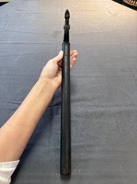 An Indo-Mughal bronze and wooden dervish crutch, 18/19th C.