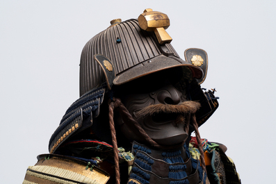 An impressive Japanese samurai armor, the helmet signed Saotome Iyenari 早乙女家成, Edo, 17/18th C.