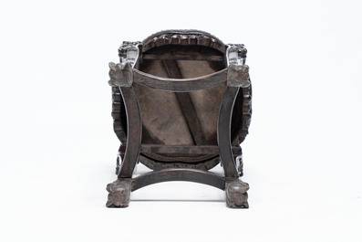 Three Chinese marble-topped hongmu stands, 20th C.