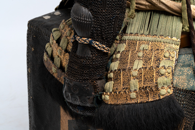 An impressive Japanese samurai armor, the helmet signed Saotome Iyenari 早乙女家成, Edo, 17/18th C.