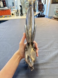 A fine Japanese silver phoenix, made by Toshihiko 敏彥造, silver 銀製 mark, Meiji/Taisho, 19/20th C.