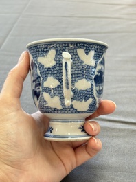 A varied collection of eight Chinese blue and white vases, two teapots and two loving cups, Kangxi/Qianlong