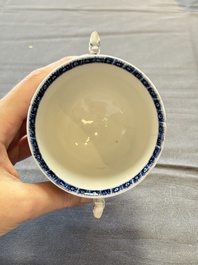 A varied collection of eight Chinese blue and white vases, two teapots and two loving cups, Kangxi/Qianlong