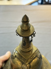 A Burmese reliquary bronze stupa, 19th C.