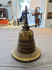 A Burmese reliquary bronze stupa, 19th C.