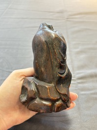 Five various Chinese wooden carvings and a censer, 19/20th C.