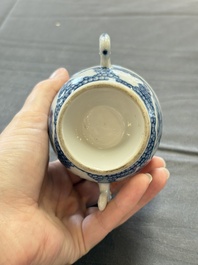 A varied collection of eight Chinese blue and white vases, two teapots and two loving cups, Kangxi/Qianlong