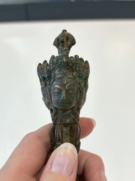 A Thai Buddha, a Sino-Tibetan bronze Bodhisattva and a Tibetan bronze and iron phurba, 18/19th C.