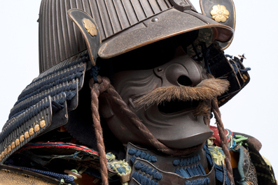 An impressive Japanese samurai armor, the helmet signed Saotome Iyenari 早乙女家成, Edo, 17/18th C.