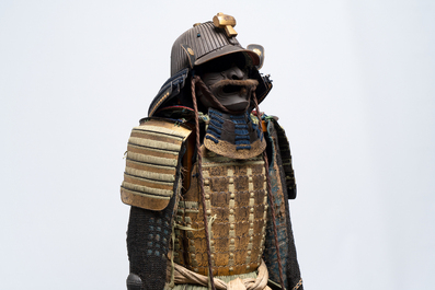 An impressive Japanese samurai armor, the helmet signed Saotome Iyenari 早乙女家成, Edo, 17/18th C.