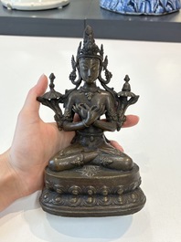 A Thai Buddha, a Sino-Tibetan bronze Bodhisattva and a Tibetan bronze and iron phurba, 18/19th C.