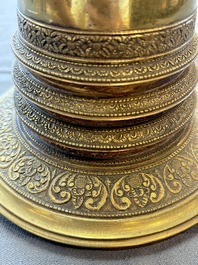 A Burmese reliquary bronze stupa, 19th C.