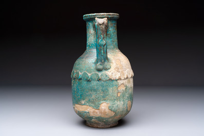 A Parthian turquoise-glazed pottery amphora, Iran, 2nd/3rd C.