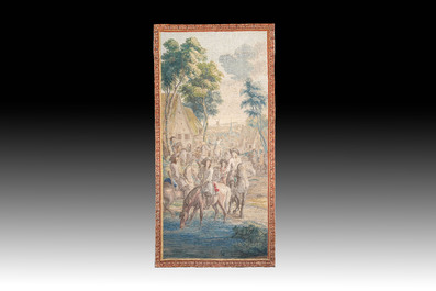 A pair of Brussels historical 'The Art of War' tapestries after Lambert De Hondt II, Judocus de Vos workshop, early 18th C.