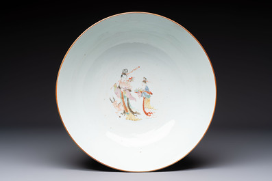 A Chinese famille rose '18 Luohan' punch bowl, Qianlong
