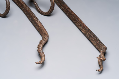 A pair of wrought iron elements, possibly Hispano-Moresque, 16th C.