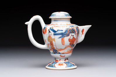 An extraordinary Chinese Imari-style oil lamp and cover, Kangxi/Yongzheng