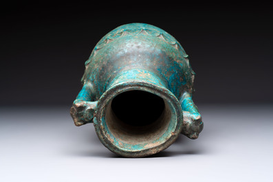 A Parthian turquoise-glazed pottery amphora, Iran, 2nd/3rd C.