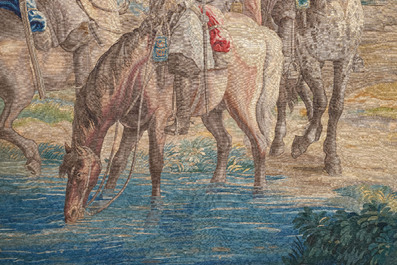 A pair of Brussels historical 'The Art of War' tapestries after Lambert De Hondt II, Judocus de Vos workshop, early 18th C.