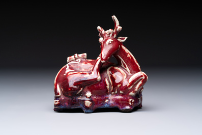 A Chinese flamb&eacute;-glazed deer, 18/19th C.